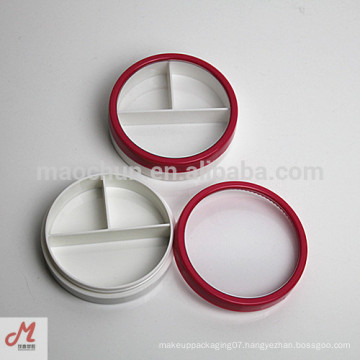 HF005 3 color creams round cosmetic sample jar with clear window lid